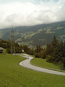 Kehre in der Westrampe zwischen Zell am Ziller und Gerlos