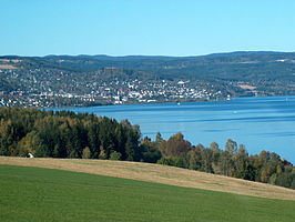 Gjøvik gezien vanuit het noorden