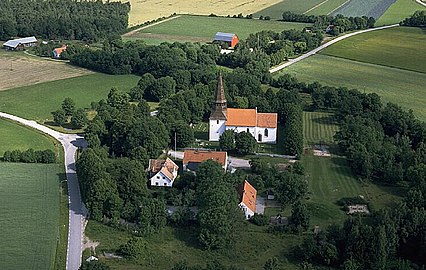 Vista aérea da igrexa