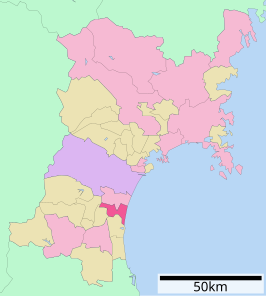 Situering van Iwanuma in de prefectuur Miyagi