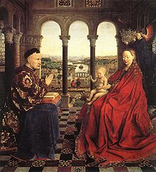 Jan van Eyck, Madonna of Chancellor Rolin, c. 1435 Jan van Eyck The Virgin of Chancellor Rolin.jpg