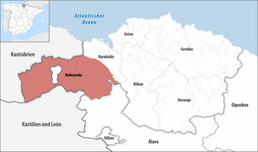 Die Lage des Gerichtsbezirk Balmaseda in der Provinz Bizkaia