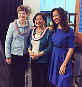 Krysta Harden, Mazie Hirono and journalist