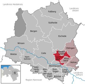 Poziția Lachendorf pe harta districtului Celle