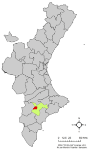 Localização do município de Onil na Comunidade Valenciana