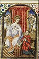 Vol. 1 - page 001r - Mary enthroned, holding the Christ-child, with Simon de Varie kneeling before her