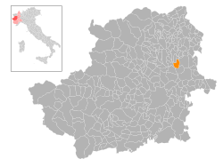 Locatie van Foglizzo in Turijn (TO)