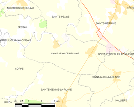 Mapa obce Saint-Jean-de-Beugné