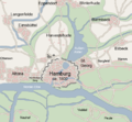 Hamborg, 1800. Altona og de øvrige byer mod nord hørte til Holsten og det danske monarki