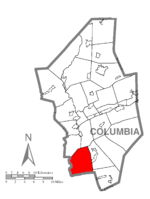 Map of Columbia County, Pennsylvania highlighting Cleveland Township