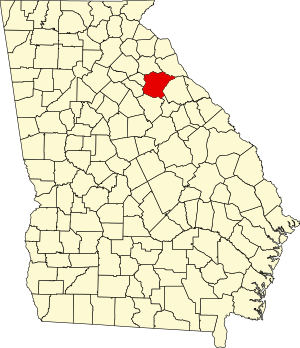 Карта Джорджии с выделением округа Оглторп