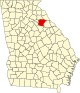 Mapa de Georgia con la ubicación del condado de Oglethorpe