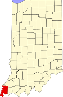 Map of Indiana highlighting Posey County