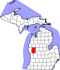 Map of Michigan highlighting Newaygo County