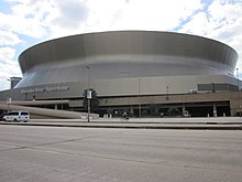 The Mercedes-Benz Superdome was selected as the host site for Super Bowl XLVII Mercedes-Benz Superdome Poydras bike.JPG