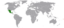 Карта с указанием местоположения Мексики и Самоа