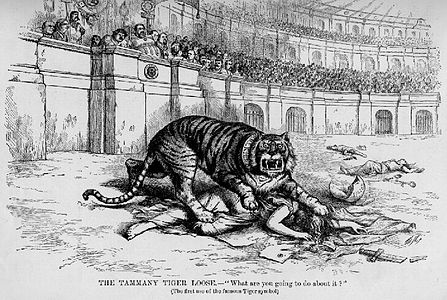 Tigre de Tammany Hall, compara a Tammany Hall cun feroz tigre que mata a democracia.