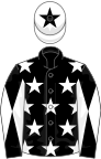 Black, White stars, diabolo on sleeves, White cap, Black star