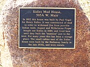 The Sidles Mud House historic marker