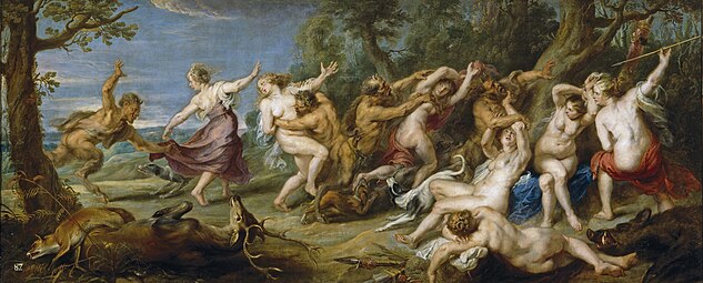 Diana en de nymfen door fauna verrast; Museo del Prado te Madrid