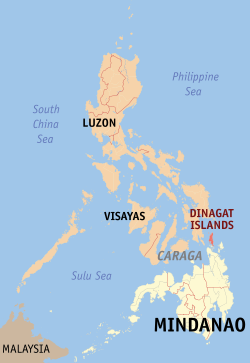 Mapa iti Filipinas a mangipakita ti pakasarakan iti Is-isla ti Dinagat.