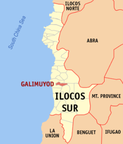 Mapa de Ilocos Sur con Galimuyod resaltado