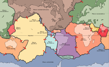Occitan translation of a map of the world's 15 principal tectonic plates, version 2.