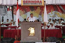 Prabowo Subianto accepts the Gerindra Party's nomination rally for the 2014 presidential election in Lembah Hambalang, on 17 March 2012 Prabowo Accepts Gerindra's Nomination.jpg