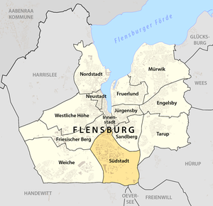 Lage von Südstadt in Flensburg