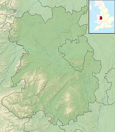 a map of Shropshire pinpointing estates held by John Burley, with dots mainly in a band south of the centre.