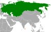 Location map for the Soviet Union and Sri Lanka.