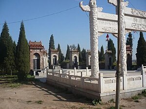 Group of steles dedicated to masters of Meihuaquan near the Houmazhuang village.