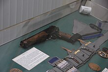 Triple-barreled TP-82 Cosmonaut survival pistol in Saint-Petersburg Artillery museum TP-82.jpg