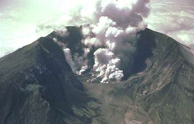 Mount St. Helens erupting in 1980