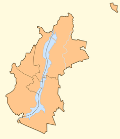 Mapa konturowa Woroneża, blisko centrum na lewo znajduje się punkt z opisem „Sobór Zwiastowania”