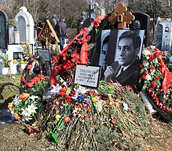 תמונתו של ויאצ'סלב טיכונוב כשהוא מגלם את שטירליץ על קברו של השחקן.