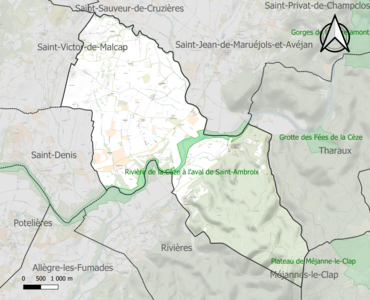 Mapa de ZNIEFF tipus 1 al comú.