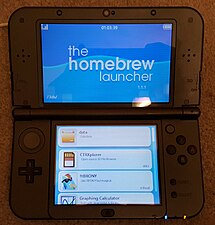 The Homebrew Launcher running on a 3DS.