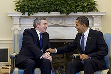 Former US President Barack Obama and former British Prime Minister Gordon Brown meeting in the Oval Office at the White House Barack Obama and Gordon Brown in the Oval Office.jpg