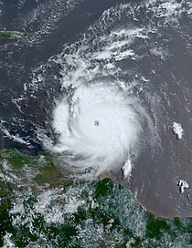 A satellite photo of Hurricane Beryl over the approaching Grenada on July 1, 2024.