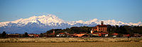 Veduta di Briona con il castello e il Monte Rosa