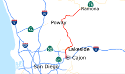 Karte der California State Route 67
