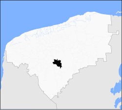 Location of Cantamayec in Yucatán