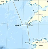 carte représentant la zone maritime entre l'Irlande, la Grande-Bretagne et le Léon au nord ouest de la Bretagne