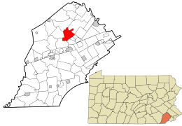Location of Upper Uwchlan Township in Chester County, Pennsylvania (top) and of Chester County in Pennsylvania (below)
