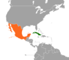 Location map for Cuba and Mexico.