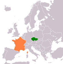Francie a Česko na mapě Evropy
