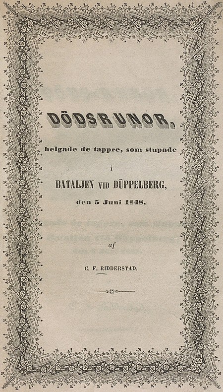 DODSRUNOR, helgade de tappre, som stupade i BATALJEN VID DÜPPELBERG, den 5 Juni 1848, af C. F. RIDDERSTAD.