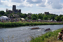 University College Boat Club and Newcastle University racing at Durham Regatta Durham regatta Univ College Durham v's Newcastle Uni.jpg