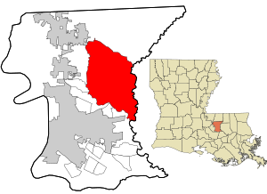 East Baton Rouge Parish Louisiana incorporated and unincorporated areas Central highlighted.svg